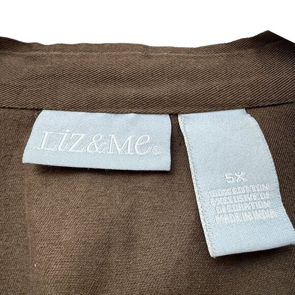 Liz & Me Liz Claiborne Jacket Plus Size 5X Brown Boho Applique Casual Womens - Picture 5 of 8